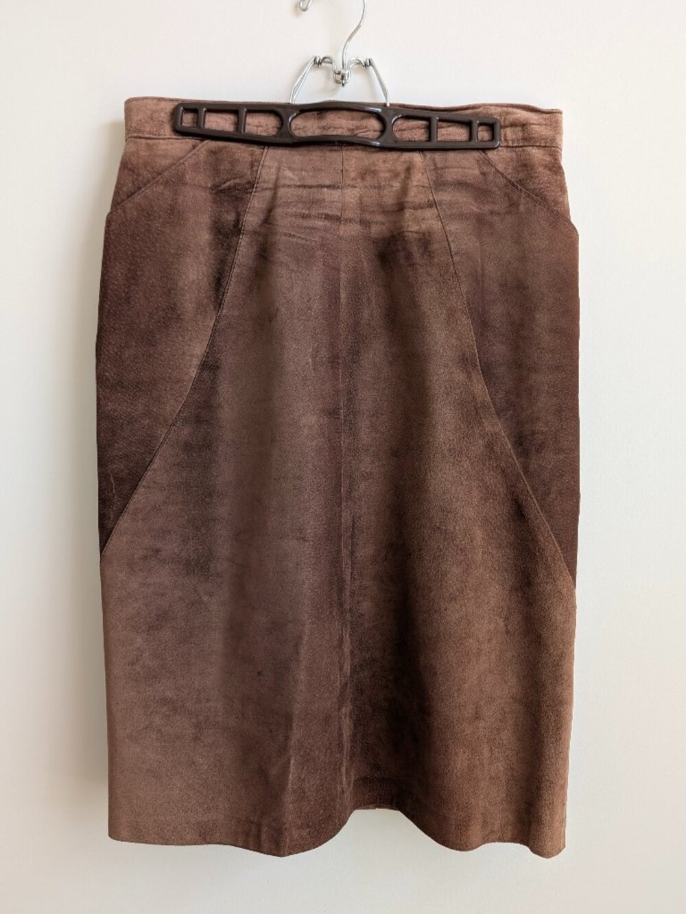 Vintage made in Canada brown suede leather skirt 11 approx Medium
